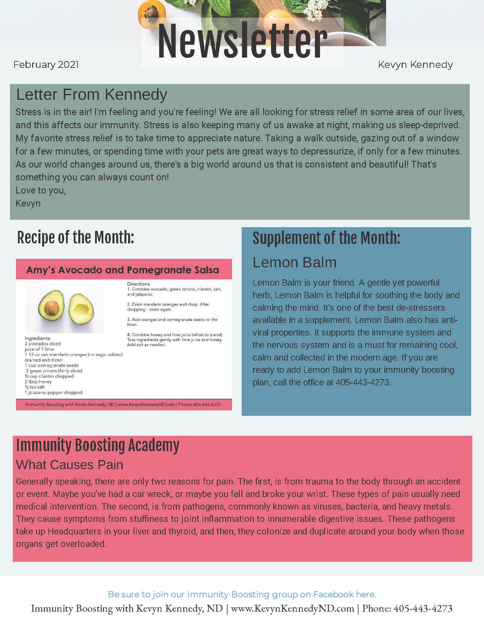 Immunity boosting recipe of the month newsletter design